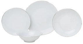 Set veselă 8 piese, porțelan, alb/argintiu