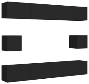 3078789 vidaXL Set dulapuri TV, 6 piese, negru, lemn prelucrat