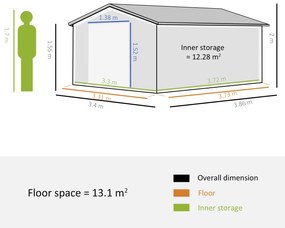 Outsunny magazie unelte, sopron din otel galvanizat, casuta de gradina pentru unelte de gradina 3.4x3.86x2m | AOSOM RO