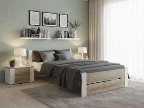 Pat de o persoana stejar sonoma/alb, IKAROS DOUBLE 90 x 200 cm Saltele: Cu saltele Somnia 18 cm, Somiera pat: Cu lamele drepte