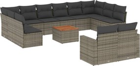 vidaXL Set mobilier de grădină cu perne, 13 piese, gri, poliratan