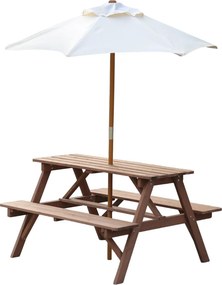 Seturi de grădină pentru copii cu umbrelă de soare, maro/bej, PADY