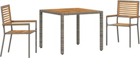 vidaXL Set de masă pentru grădină 3 pcs Gri și Brown poliratan