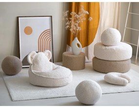 Fotoliu puf pentru copii crem cu tapițerie din țesătură bouclé Bear – Wigiwama