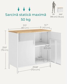 Dulap de depozitare metalic BRIX, 76x80x40cm, albă/maro SongmicsHome