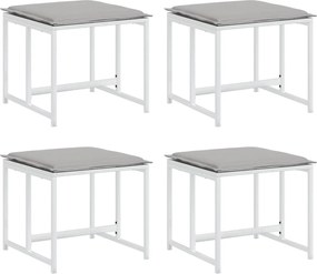 vidaXL Taburete de grădină cu perne, 4 buc., alb, oțel și textilenă