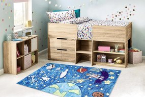 BAMBINO 2265 covor lavabil rachetă spațială pentru copii anti-alunecare - albastru