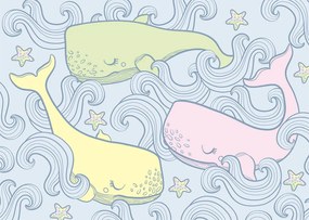 Tapet Pastel Whales