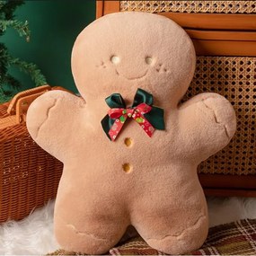 Perna decorativa din catifea in forma de turta dulce GINGERBREAD, bejă