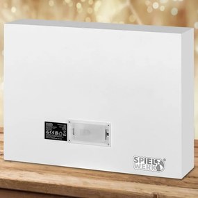 Calendar advent din lemn SANTA CLAUS cu iluminare, 35x6x27cm, alb/maro Spielwerk