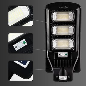 Lampă LED stradală cu senzor LED/180W/6V 6500K IP65 + telecomandă