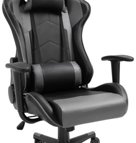 Vinsetto Fotoliu de birou ergonomic, fotoliu de gaming, fotoliu rotativ, piele artificială, spumă, Negru, 67,5 x 74 x 126-136 cm | Aosom Romania