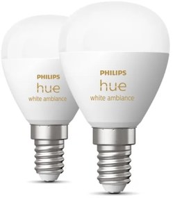 SET 2x bec LED dimabil Philips Hue WHITE AMBIANCE P45 E14/5,1W/230V