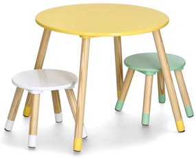 Set mobila copii din MDF si pin, masa + 2 scaune
