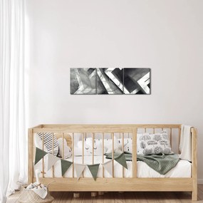 Tablou cu cuburi abstracte (cu ceas) (90x30 cm)
