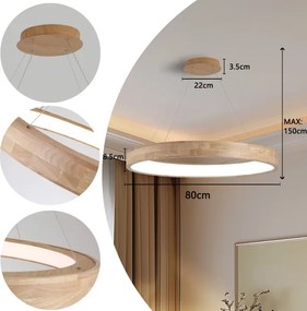 Brilagi - Lustră suspendată pe cablu FALCON WOOD LED/60W/230V 3000/4000/6000K 80 cm din lemn