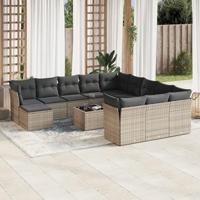 vidaXL Set mobilier de grădină cu perne, 13 piese, gri, poliratan
