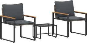 vidaXL Seturi de mobilier cu pernă 3 pcs Gri și gri închis Ratan