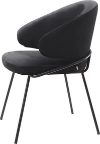 Scaun tapitat design LUX Kinley, catifea roche neagra 115877 HZ