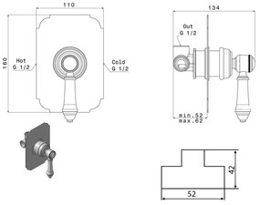 Baterie argintiu-lucios pentru duș încastrată (1 ieșire) Vienna – Sapho