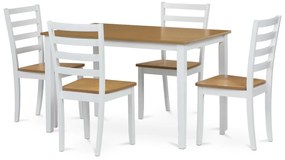 Set de masă din lemn masiv, 5 piese, stejar, alb