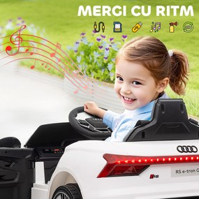 HOMCOM Mașină Electrică pentru Copii cu Motor Dublu, Centură de Siguranță, Telecomandă și Claxon, 103x58x41 cm, Alb | Aosom Romania