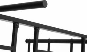 HOMCOM Cadru de pat dublu din metal pentru saltea 150x200 cm cu tăblie și picioare de 31 cm Cadru pat matrimonial cu spațiu de depozitare dedesubt 158x211x106 cm Negru | Aosom Romania