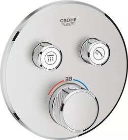 Baterie dus incastrata cu termostat Grohe Grohtherm SmartControl 2 iesiri crom periat Supersteel