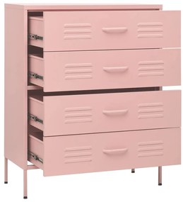 Comoda cu sertare, roz, 80x35x101,5 cm, otel Roz