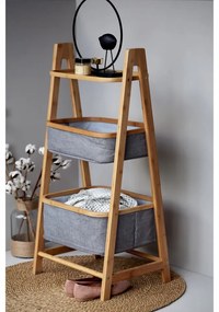 Organizator pentru baie cu 2 compartimente, Bahari, Wenko, 91 x 44 cm, lemn/poliester/bumbac, gri/natur
