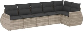 vidaXL Set canapele de grădină cu perne, 6 piese gri deschis poliratan