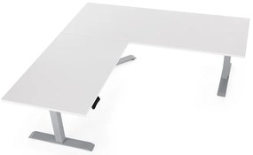 Masa inaltime reglabila OfficeTech Angle, 180 x 200 cm, bază gri, alb