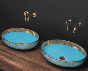 Lavoar Margot ceramica sanitara Albastru/Gold – 52 cm