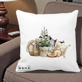 Perna Decorativa Colt Cozy de Craciun Boho, 40x40 cm, Alba Mata, Husa Detasabila, Perna Inclusa, BEKZ®