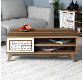 Masă de cafea Aysha (Nuc + Alb). Promo -16%. 1089455