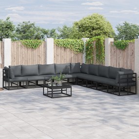vidaXL Set de canapele pentru grădină 9 pcs Negru 353 x 353 x 71 cm