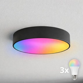 BRILAGI - Plafonieră LED RGBW CLARE, dimabilă, pentru baie, 3x E27/12W/230V, IP54, Wi-Fi, neagră