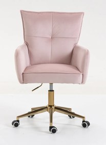 HR250K Scaun Catifea Roz Pudra Bază Aurie