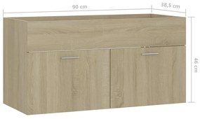 Dulap de chiuveta, stejar Sonoma, 90x38,5x46 cm, PAL Stejar sonoma, Dulap pentru chiuveta, 1