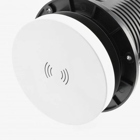 Priză încorporabilă în blat Camino GTV, încărcător wireless 10W, 2 prize Schuko, USB A + C, alb, D:80 mm Aluminiu/ plastic, Alb, D:80 mm