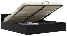 285544 vidaXL Cadru pat hidraulic cu ladă LED negru 160x200cm piele ecologică