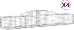 vidaXL Coșuri gabion arcuite 4 buc., 300x50x40/60 cm, fier galvanizat