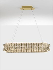 Lustra suspendata LED auriu, cristale sticla CELYSIA 100x30cm