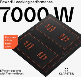 Klarstein Masterzone 60 Flex, plită cu inducție, max. 9600 W, încorporat, 4 zone Flex, tehnologie ThermoBoost, Smart Flex