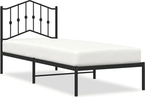 vidaXL Cadru de pat metalic cu tăblie, negru, 80x200 cm