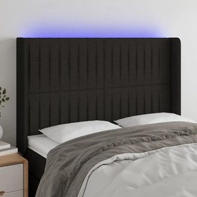 3124286 vidaXL Tăblie de pat cu LED, negru, 147x16x118/128 cm, textil