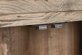 Bufet rustic din lemn de ulm reciclat, natur, cu 4 uși și mânere cu inel din metal, 90 x 177 x 46 cm, „Étable”