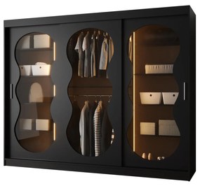 Dulap de haine 250 cm Boomer 3 (Negru) (cu iluminat). 1126286