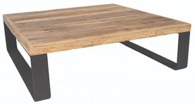 Masuta de cafea, natur, din lemn de stejar si metal, 127 cm, Alpha