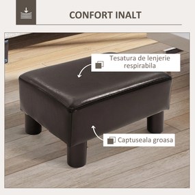 HOMCOM Taburet Otoman din Piele Artificială, Dreptunghiular, pentru Living, 40x30x24cm | Aosom Romania